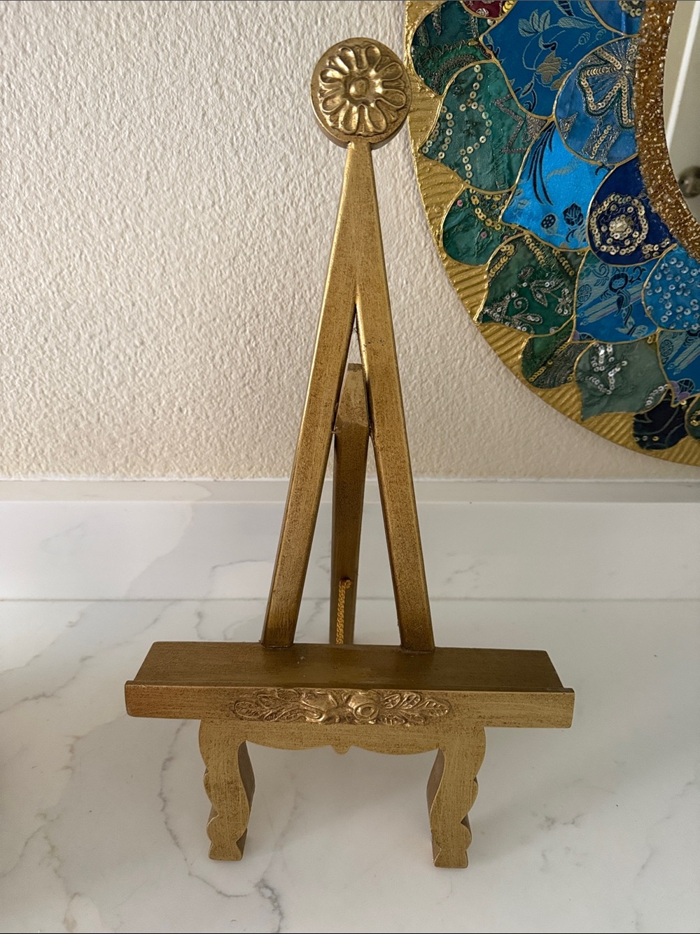 Vintage Gold Decorative Mini Easel Stand Made in Mexico
